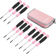 WORKPRO 10-Piece Precision Screwdriver Set with Pink Pouch, Phillips, Slotted, - £20.16 GBP
