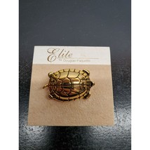 Elite by Douglas Paquette Gold Turtle Brioche Pin Jewelry still on Cardboard - £10.82 GBP