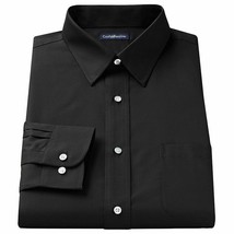 Big &amp; Tall Croft &amp; Barrow BLACK Easy Care Point-Collar Dress Shirt 20 36/7T - £39.38 GBP