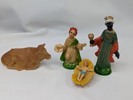 Vintage Nativity Figure Baby Jesus Wisemen Cow Plastic Hong Kong - $19.95