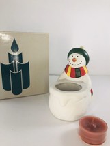 PartyLite Snowman Votive Candle Holder Christmas Winter Retired Boxed 5in Vtg - £11.66 GBP