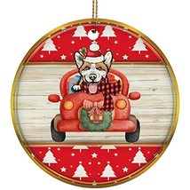 hdhshop24 Funny Welsh Corgi Dog Ride Car Ornament Gift Pine Tree Pattern... - £15.75 GBP