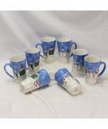 Sonoma Button Up Mugs Christmas Large Latte 6&quot; Lot of 8 Xmas - €83,28 EUR