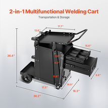 Welding Cart 2 Drawers Heavy Duty Welder Cart &amp; Lockable Cabinet 350LBS ... - £122.00 GBP