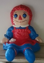 Raggedy Ann Shelf Sitter ~ 7&quot; Tall x 7&quot; Wide ~ Ceramic ~ Red ~ White ~ Blue - £11.91 GBP