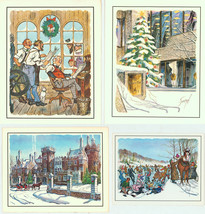 Vintage Toronto Star Newspaper Christmas Card Lot (4) w/ Doug Sneyd Holiday Art - $29.69