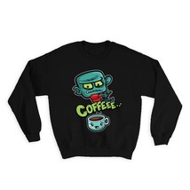 Coffee Zombie : Gift Sweatshirt Walker Funny Cute Halloween Terror Walke... - $28.95
