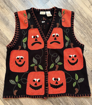 Vtg Bobbie Brooks Pumpkin Best Women’s 14/16W Multicolor Halloween Button Front - £18.97 GBP