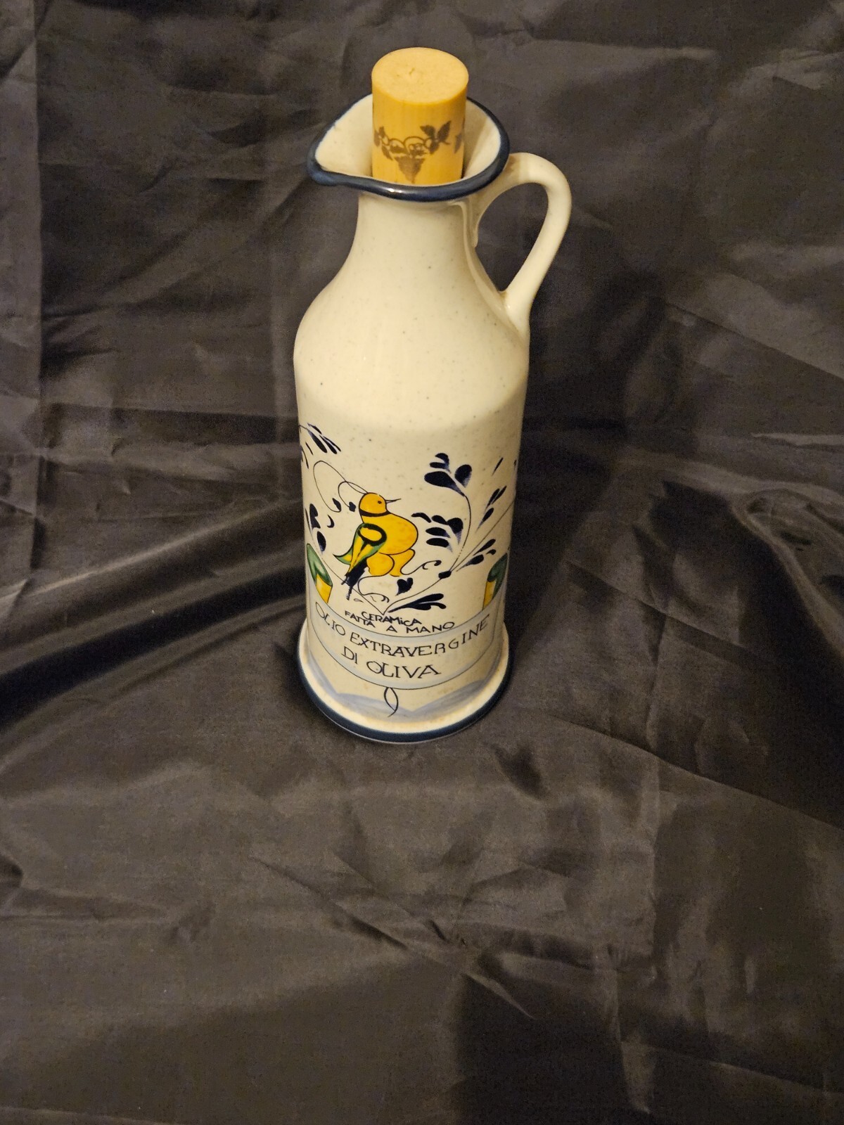 Italian Hand painted ceramic olive oil decanter with spout Item image 5