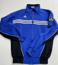 Adidas SoccerTrack Jacket Vintage 90s Mens Small Blue Black 3 Stripe Full Zip - £24.92 GBP