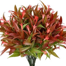 Klemoo Artificial Flowers 8Pcs Fake Red Spray Morning Glory Plants Shrubs - £29.71 GBP