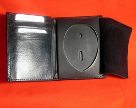 ID Badge Holder Real Leather Wallet Fire Investigator Shield Black Bifold Money - £15.71 GBP