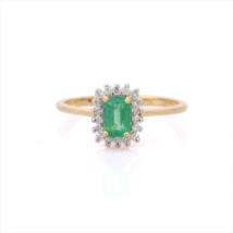 14K Gold Emerald Diamond Ring - £448.81 GBP