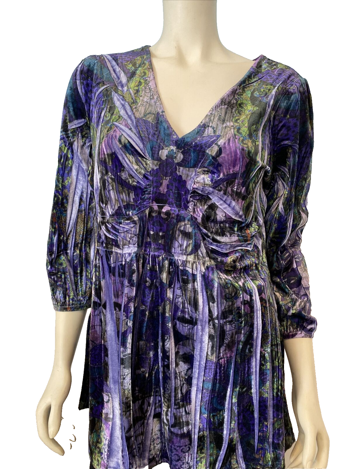 Apt. 9 Purple, Green, Black V neck 3/4 Sleeve  Velour Top Size XL - $12.34