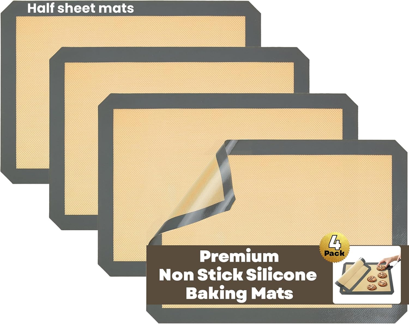 Silicone Baking Mats Half Sheet Non Stick for Oven Reusable 4 Pack - Thick Heavy Item image 9