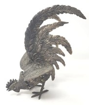 Vintage Mid Century Fighting Rooster Brass Heavy Metal Figurine U141 1 - £39.17 GBP