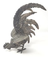Vintage Mid Century Fighting Rooster Brass Heavy Metal Figurine U141 1 - £39.73 GBP