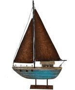 13.43 H Sail Boat Decor Display Rustic Nautical Beach Theme Room Decor N... - $25.99