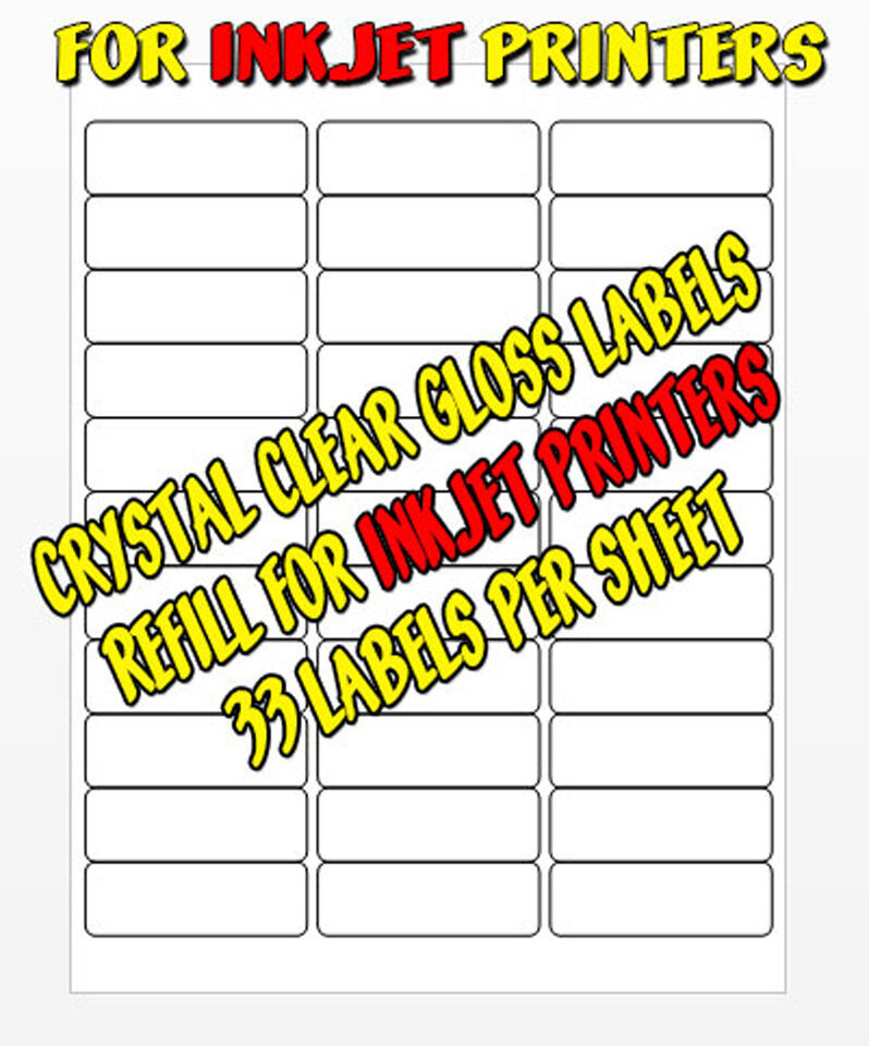 1 PAGE pk (33) CLEAR REFILL LABELS FOR ABC NAME BADGE KITS FOR INKJET PR... - $1.99
