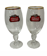 Stella Artois Stemmed Beer Glasses Set Of 2 Belgium 33CL Gently Used Nic... - $241.38 MXN