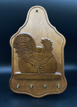 Vintage Folk Art Wooden Key Mail Rack Rooster Country Kitchen Chicken - £17.42 GBP