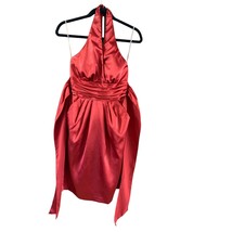 Studio Y Womens Size 3 4 Halter Dress Red Satin Empire Waist Below Knee Length P - £20.70 GBP