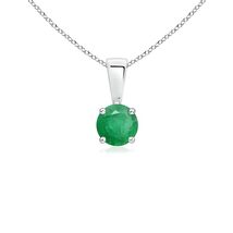 Angara Natural Classic Prong-Set Round Emerald Solitaire Pendant in Silver - $170.05