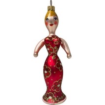 1990s Christopher Radko Glass Christmas Ornament Flora Diva Red Dress It... - £51.27 GBP