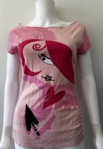 Paramita Top Tee Blouse Wearable Art Pink Black Women’s Size Large - $62.89