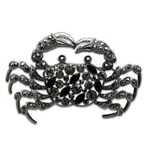 LO2392 - Imitation Rhodium White Metal Brooches with Top Grade Crystal  in Jet - $98.68 CAD