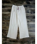 Happily Grey XL Boho Flowy Linen Pants White Elastic Waist Pockets NEW - $28.31 CAD