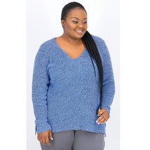 Style &amp; Co Womens 0X Palace Blue V Neck Cable Knit Sweater NWT CR47 - $28.41