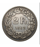 Svizzero 1863 2 fr. Fantasy Medal Restrike - evento numismatico placcato... - $18.59 CAD