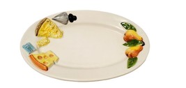 Vtg Ceramic 3D Pear Burro Designed Oblong Serving Plate Handpainted Italy 14&quot; - £14.66 GBP