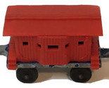 Small Model Train Car Red With Metal Bottom Vintage - $7.91