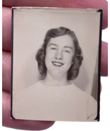 Vintage 1950s 1960s Photo Booth Photo Photograph Young Woman Nurse White... - $18.49