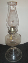 Vintage Clear Glass &amp; White Flame Brass Kerosene Oil Lamp w Shade White Flame - £58.59 GBP