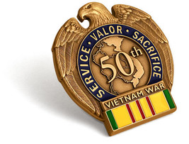 Vietnam War In Theater Veteran 5OTH Anniversary Commemorative Medal Ribbon Pin - £19.65 GBP