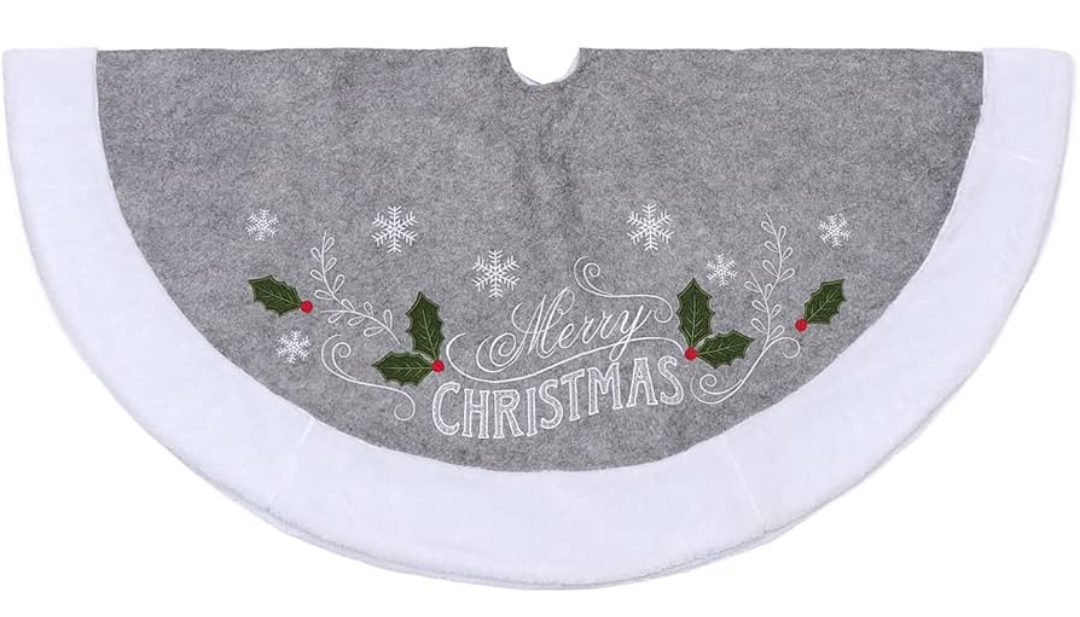 Primary image for Gray White Snowflake Christmas Tree Skirt 48" D