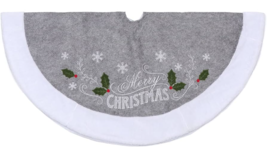 Gray White Snowflake Christmas Tree Skirt 48&quot; D - £10.93 GBP