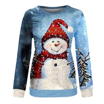 New Fashion Pullover Top Femme Print Snowman Sweaters Christmas Sweatshirt Winte - £47.16 GBP