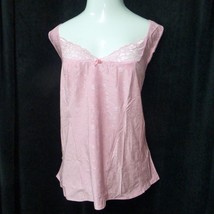 Lace Trimmed Cami Plus 46 50 Stretch Contoured Bodice Wide Straps Pink White - $6.99