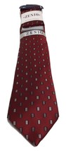 Zenio Men&#39;s Tie with Two Hankies Set Slim Red Silver Black Microfiber 3&quot; Wide - £15.94 GBP