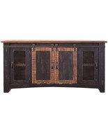 60&quot; Black Solid Wood Cabinet Enclosed Storage Distressed TV Stand - $18,396.96 MXN