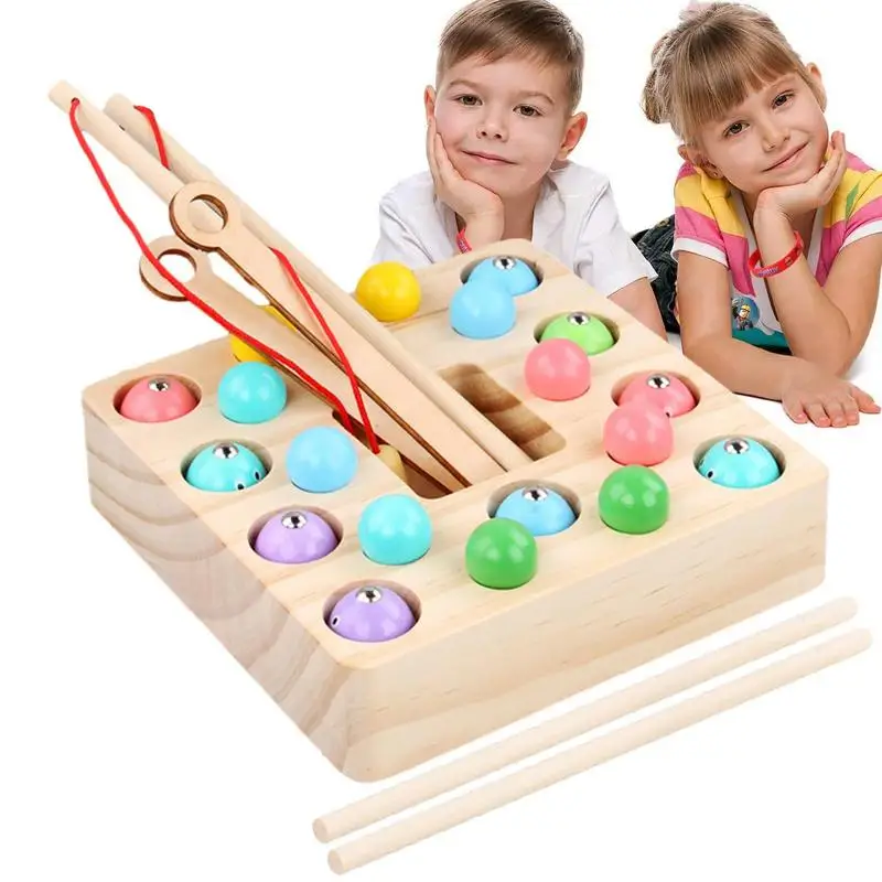 Wooden Montessori Toys Fishing Kid&#39;s Montessori Fishing Toy Game Smooth Edges - £30.83 GBP+