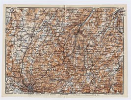 1911 Antique Map Of Vicinity Of Lausanne Ursy Echallens Moudon Switzerland - £16.80 GBP