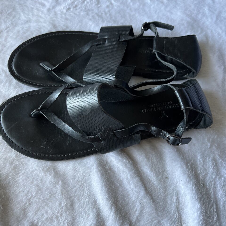 Primary image for American Eagle Outfitters Gladiator Sandals Size 9 Women Black Buckle Toe Post