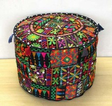 Indian Pouf Ottoman Covers Patchwork Footstool Embroidery Bohemian Pouffe JP200 - £14.94 GBP+