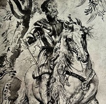 Rubens Duke Of Lerma Equestrian Portrait Print 1939 Gray Tone Plate Art ... - $9.60