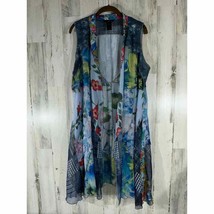 Ali Miles Womens Sheer Open Front Kimono Cardigan Vest Size Large Multicolored - £27.63 GBP